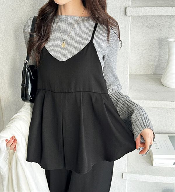 GeeRA（ジーラ）の「セットアップ風プリーツビスチェキャミサロペ（オールインワン）」｜詳細画像