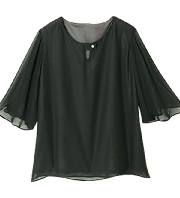 RANAN（ラナン）の「【ひんやり】フレアー袖シフォンブラウス（ブラウス）」｜詳細画像