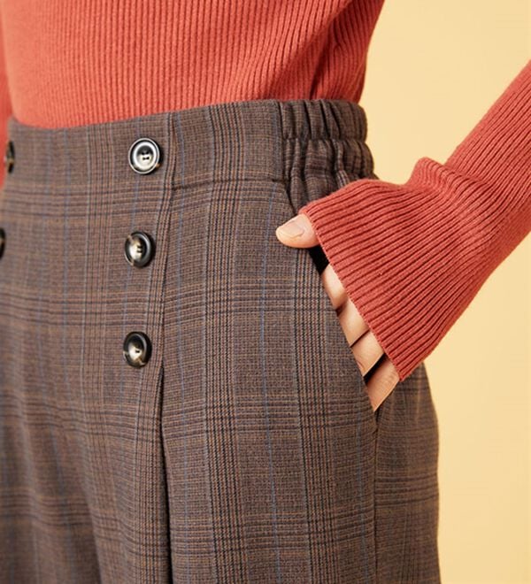 BELLUNA（ベルーナ）の「サマ見え（スーパーウォーム）ウール調ボタン使いワイドパンツ（ワイドパンツ・ガウチョ）」｜詳細画像