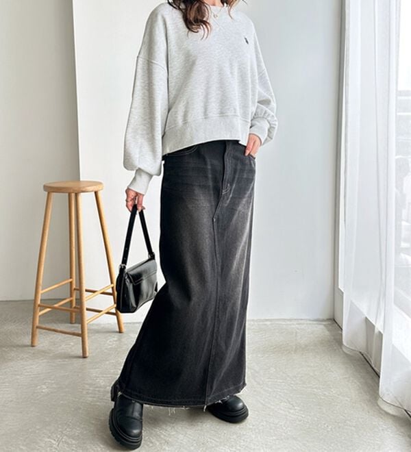 GeeRA（ジーラ）の「バックスリットデニムロングスカート（ロングスカート）」｜詳細画像