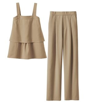 BELLUNA（ベルーナ）の「サラリ麻調素材ビスチェセットアップ（セットアップ）」｜ベージュ