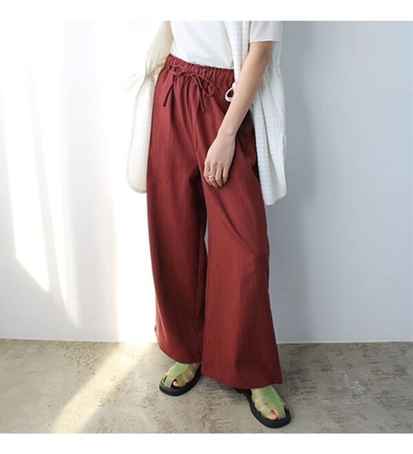 GeeRA（ジーラ）の「冷感リネン風イージーワイドパンツ（ワイドパンツ・ガウチョ）」｜詳細画像