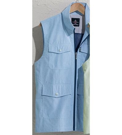 「爽やかサマーコードレーン多ポケットベスト（メンズベスト）」