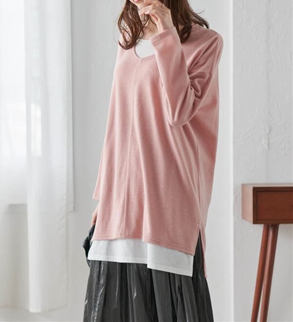 RANAN（ラナン）の「レイヤード風ニットソーチュニック（チュニック）」｜詳細画像