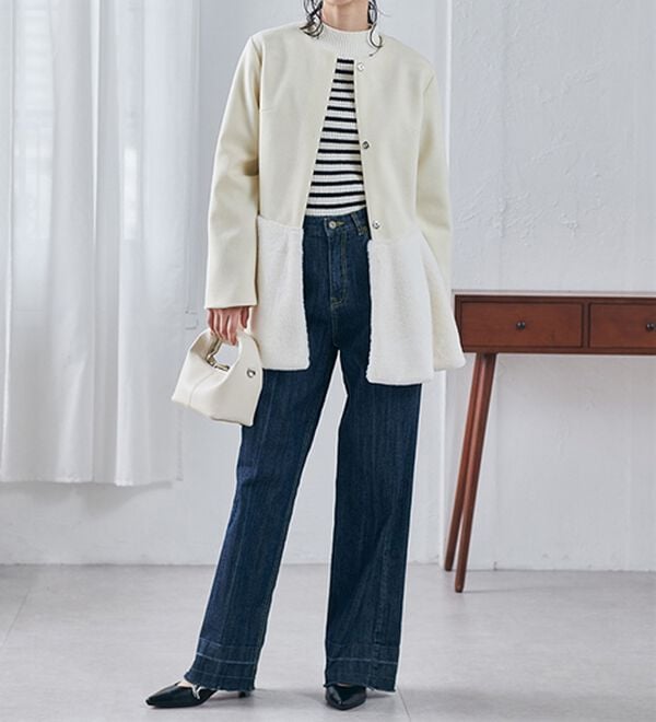 RANAN（ラナン）の「ペプラムファー切替コート（ハーフコート）」｜詳細画像