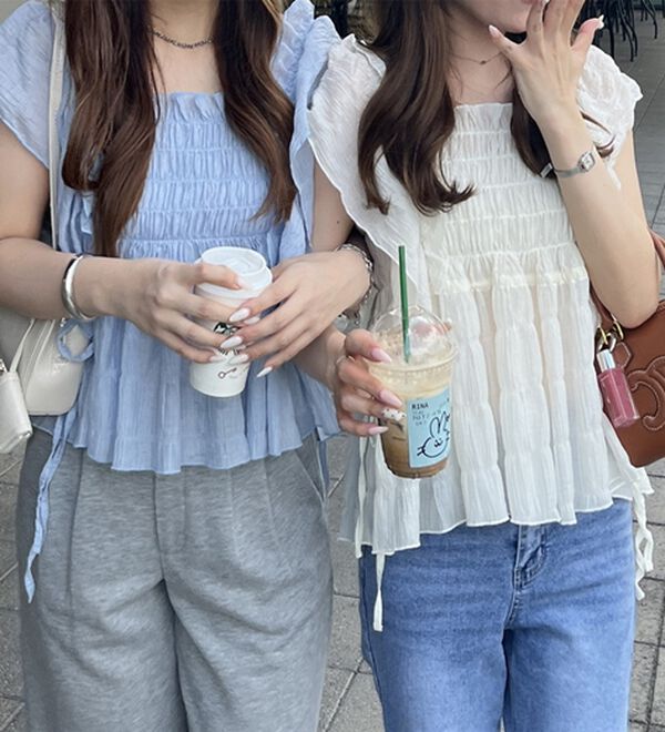 GeeRA（ジーラ）の「フリルシャーリングブラウス（ブラウス）」｜詳細画像