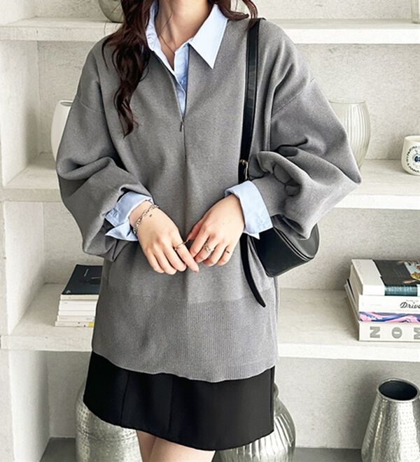 GeeRA（ジーラ）の「ハーフジップニットプルオーバー（ニット・セーター）」｜詳細画像