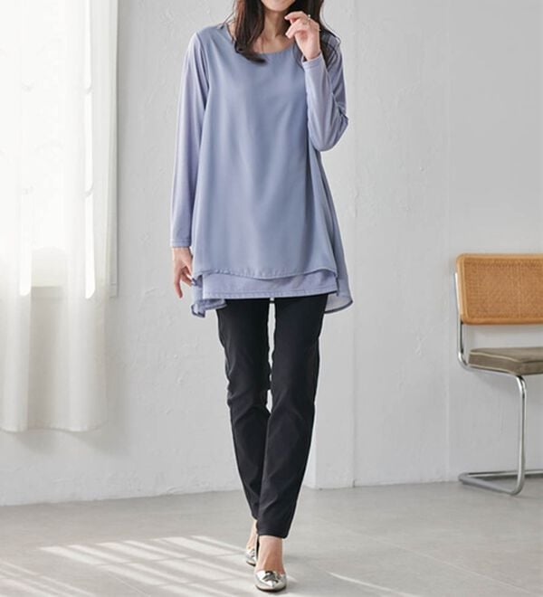 RANAN（ラナン）の「異素材切替フレアーチュニック（チュニック）」｜詳細画像