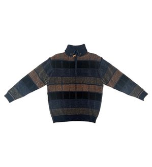 「衿暖かふっくらモールセーター（メンズニット・セーター）」｜ネイビー