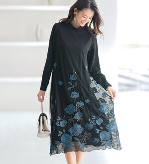 BELLUNA（ベルーナ）の「楽に着こなす配色レースワンピース（カットソーワンピース）」｜詳細画像