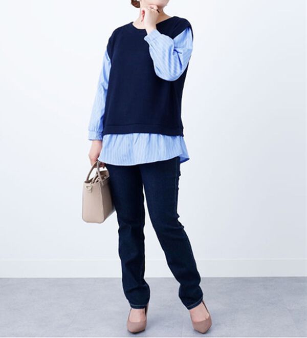 BELLUNA（ベルーナ）の「あぜ素材シャツフェイクチュニック（チュニック）」｜詳細画像