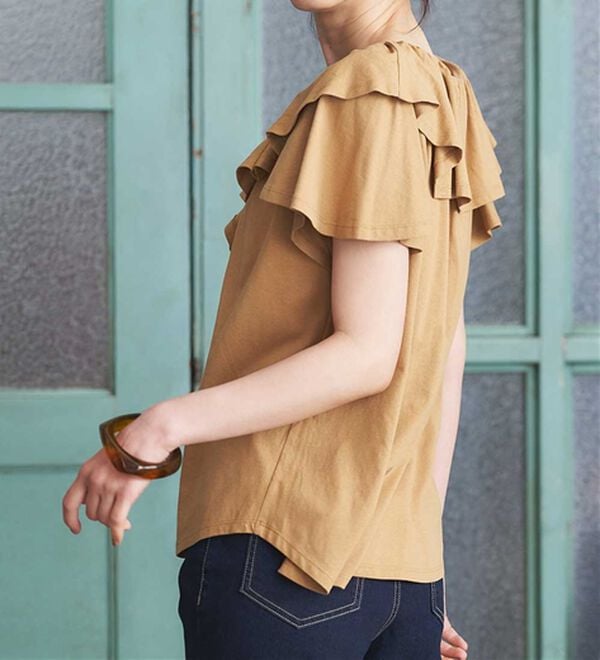 RANAN（ラナン）の「ひんやり！綿１００％フリル衿カットソープルオーバー（カットソー）」｜詳細画像