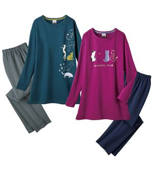 ルフラン（ルフラン）の「【２着組】＜倉敷ねこ倶楽部＞綿混裏毛パジャマ（パジャマ・ルームウェア）」｜2着組