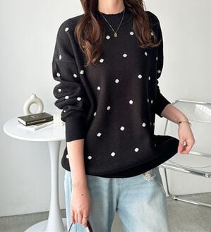 GeeRA（ジーラ）の「ドット柄ニットプルオーバー（ニット・セーター）」｜ブラック