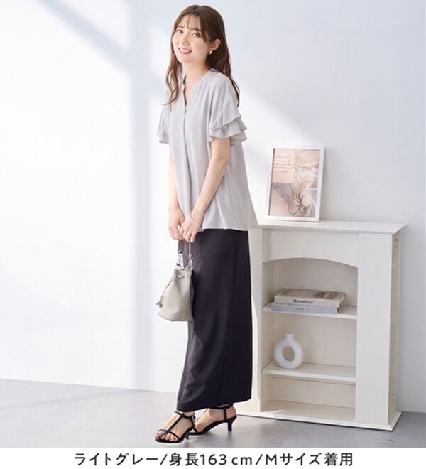 alotta（アロッタ）の「【接触冷感】フリル袖チュニックブラウス（チュニック）」｜詳細画像