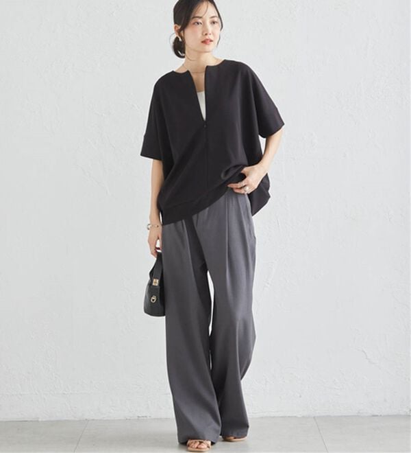 RANAN（ラナン）の「【4つの機能付】ひんやりハーフジップコクーンチュニック（チュニック）」｜詳細画像