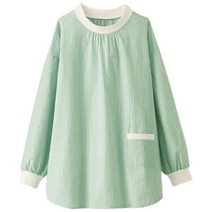 BELLUNA（ベルーナ）の「綿１００％ストライプ柄リブ切替チュニック（チュニック）」｜セージ系