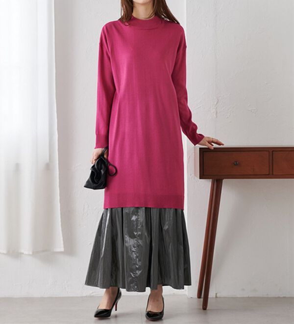 RANAN（ラナン）の「カシミヤタッチニットチュニックワンピース（チュニック）」｜詳細画像