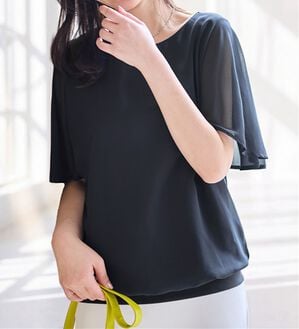alotta（アロッタ）の「【接触冷感】インナー付きドルマンブラウス（ブラウス）」｜ネイビー