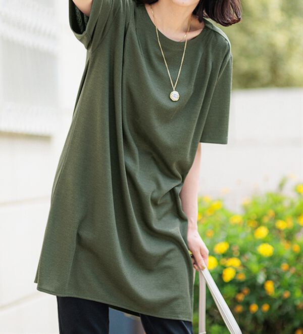 BELLUNA（ベルーナ）の「【接触冷感】かのこ素材タックデザインチュニックワンピース（その他ワンピース）」｜詳細画像