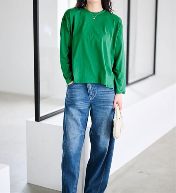 RANAN（ラナン）の「【選べる袖丈】【ひんやり・ＵＶ】＜BC＞綿100％プチハイネックＴシャツ（カットソー）」｜詳細画像