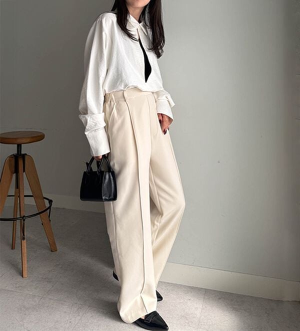 RANAN（ラナン）の「裏起毛美脚シルエットピンタックワイドパンツ（フルレングスパンツ）」｜詳細画像