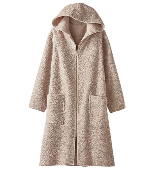 BELLUNA（ベルーナ）の「ブークレー素材フードコーディガン（アンサンブル）」｜グレージュ