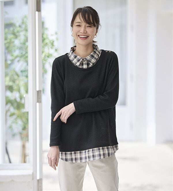 BELLUNA（ベルーナ）の「異素材重ね着風チュニック（チュニック）」｜詳細画像