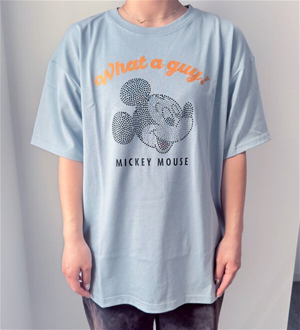 BELLUNA（ベルーナ）の「＜Disney＞【ミッキー】フェイス柄ラインストーンワイドシルエットTシャツ（Tシャツ）」｜詳細画像