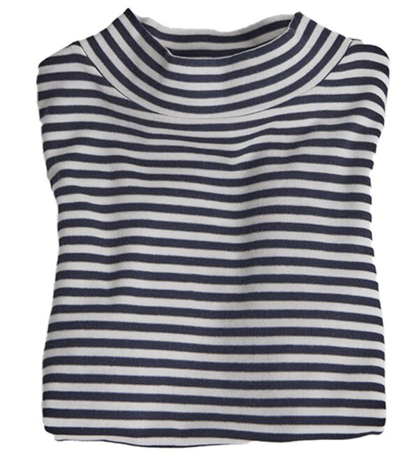 BELLUNA（ベルーナ）の「【選べる衿】肌に優しい綿１００％暖か発熱素材プルオーバー＜ベルホット　コットン＞（カットソー）」｜ボーダー(白／紺)