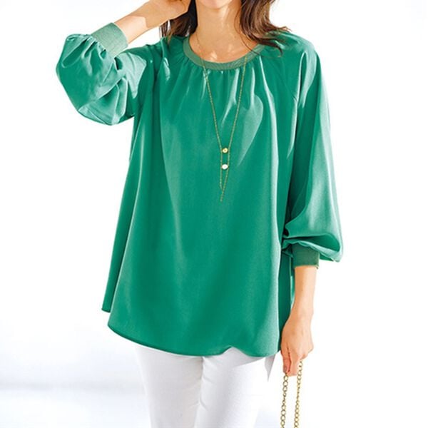 BELLUNA（ベルーナ）の「リブ切替デザインプリントブラウス（ブラウス）」｜詳細画像