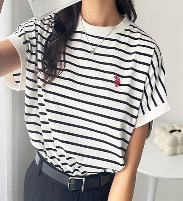 GeeRA（ジーラ）の「【新色追加】【ＵＳ．ＰＯＬＯ．ＡＳＳＮ】綿100％フレンチスリーブＴシャツ（Tシャツ）」｜詳細画像