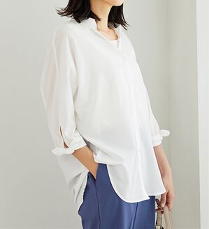 BELLUNA（ベルーナ）の「イージーケア！袖リボンシャツチュニック（チュニック）」｜オフ白