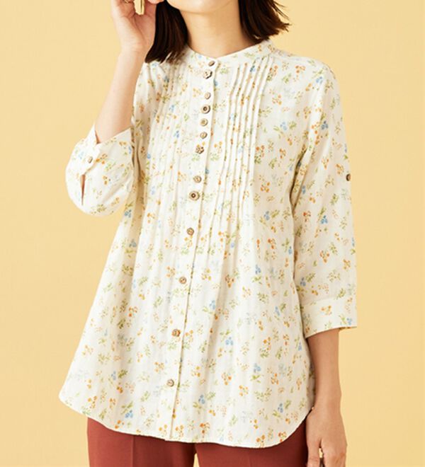 BELLUNA（ベルーナ）の「ダブルガーゼ素材多ボタンオーバーブラウス（ブラウス）」｜詳細画像