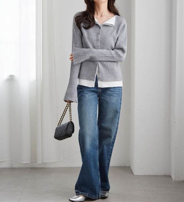 RANAN（ラナン）の「レイヤード配色ニットカーディガン（ニットカーディガン）」｜詳細画像