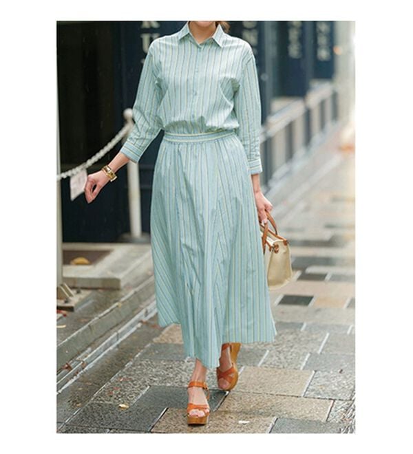 BELLUNA（ベルーナ）の「即コーデ完成！綿１００％ストライプ柄セットアップ（セットアップ）」｜詳細画像