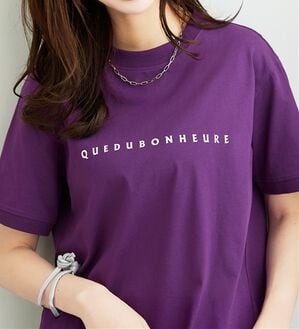 BELLUNA（ベルーナ）の「ヒンヤリ！綿１００％大人顔サマ見えＴシャツ（Tシャツ）」｜パープル(ロゴ)