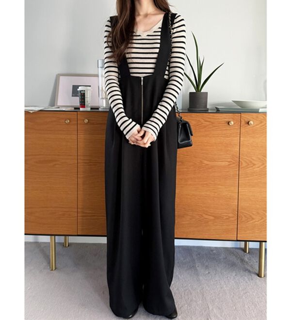 GeeRA（ジーラ）の「フロントジップハイウエストサロペット（オールインワン）」｜詳細画像