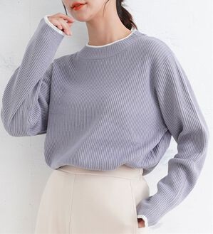 A HAPPY MARILYN（アハッピーマリリン）の「【ＬＬ～６Ｌ】Ｔシャツ感覚で着れる カメレオン級の着回しが叶う リブ ニット（ニット・セーター）」｜配色／ブルーグレー