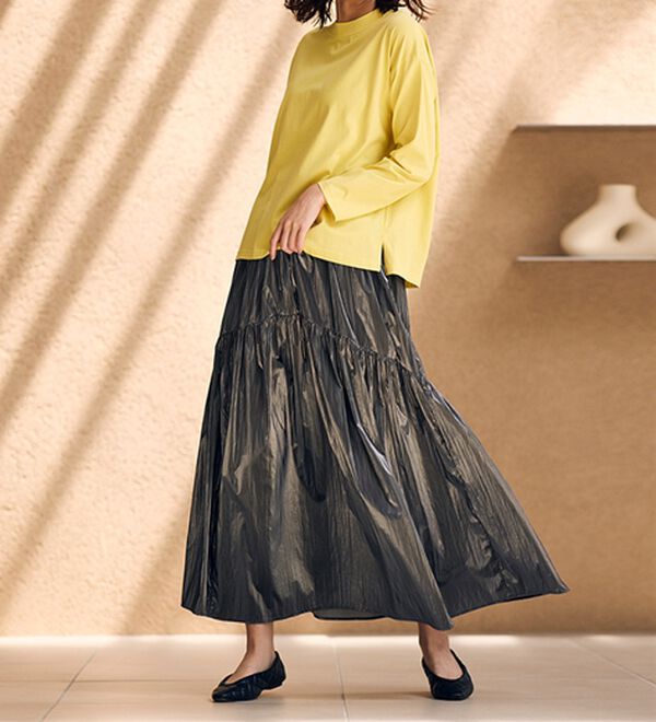 RANAN（ラナン）の「メタリックラウンドティアードスカート（ロングスカート）」｜詳細画像