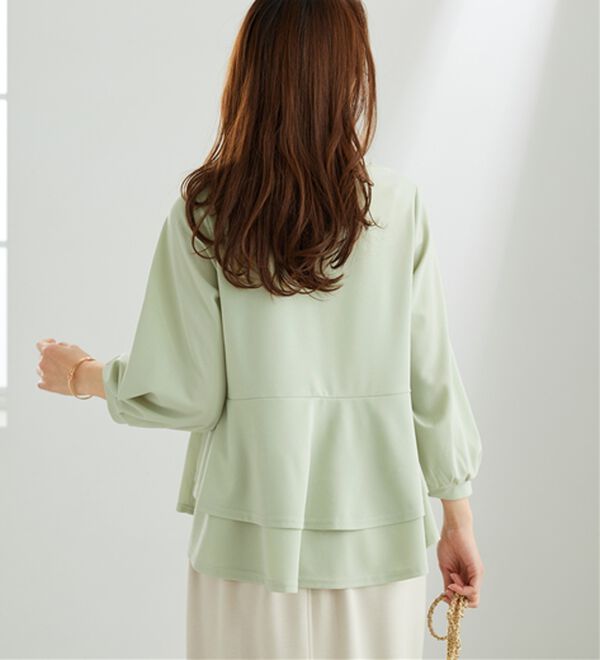 BELLUNA（ベルーナ）の「【再入荷】ボリューム袖美人顔バックフレアーＴブラウス（ブラウス）」｜詳細画像