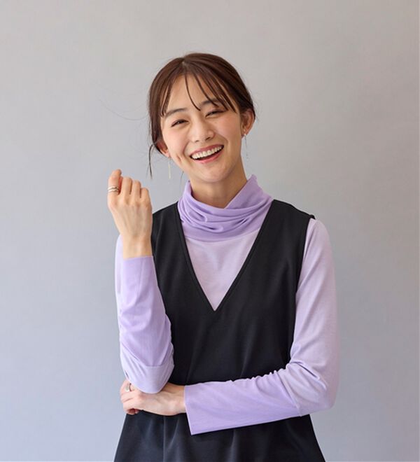 BELLUNA（ベルーナ）の「チュールデザイン首元ゆったりインナー（カットソー）」｜詳細画像