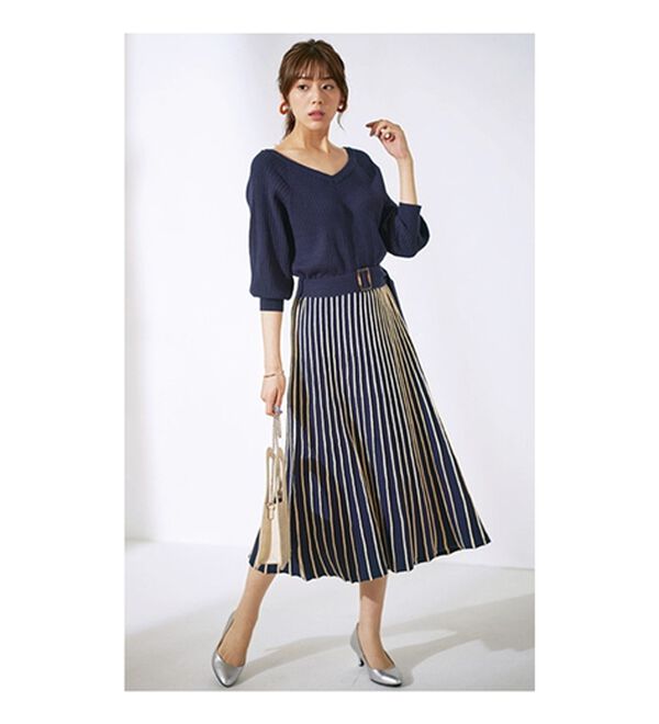 GeeRA（ジーラ）の「前後２ＷＡＹプリーツニットワンピース（ニットワンピース）」｜詳細画像