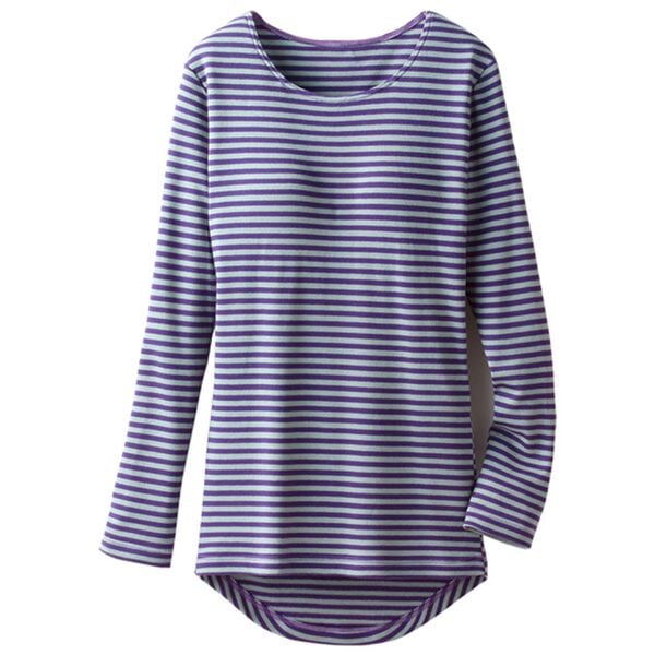 LAVIENNE（ラヴィエンヌ）の「綿１００％吸湿発熱あったかインナー　カップ付（ブラトップ・カップ付きインナー）」｜パープル／グレー