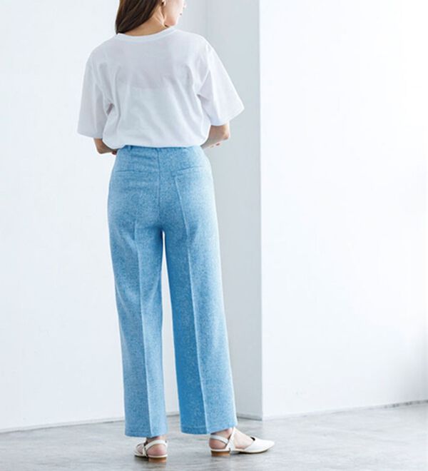 Pierrot（ピエロ）の「【選べる丈】サマーツイードセンタープレスパンツ（フルレングスパンツ）」｜詳細画像