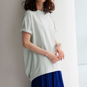 RANAN（ラナン）の「ひんやり！綿100％汗ジミ防止！裾タックロング丈Tシャツ＜Ｂeautiful Ｃotton＞（チュニック）」｜詳細画像