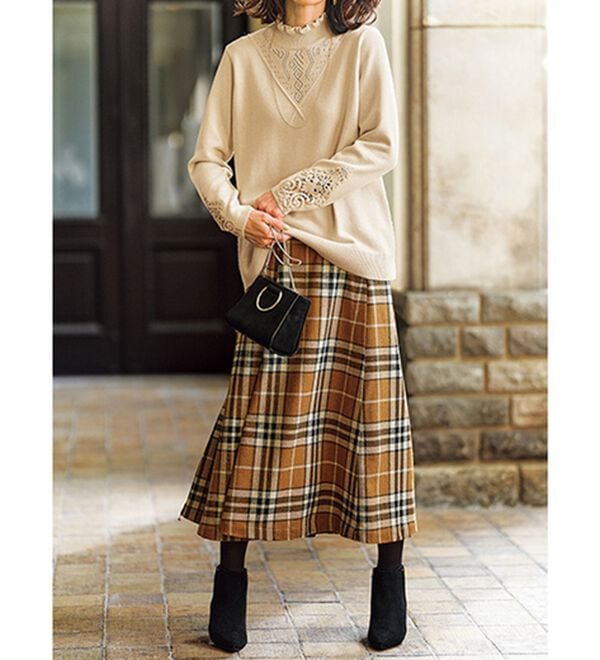 BELLUNA（ベルーナ）の「＜ＭＡＩＳＯＮ　Ｄ　ＡＺＵＲ＞ウール入り袖レースプルオーバー（ニット・セーター）」｜詳細画像