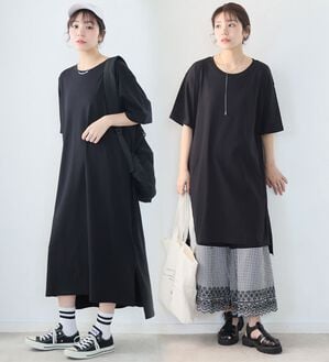 A HAPPY MARILYN（アハッピーマリリン）の「【Ｌ～１０Ｌ】選べる２丈！綿１００％ストンと楽ちん！着心地さらりゆるＴワンピース＆チュニック（チュニック）」｜詳細画像