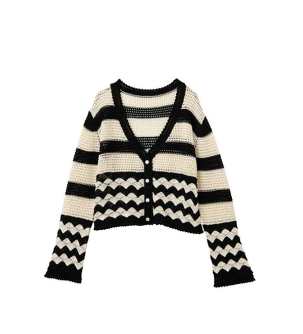 GeeRA（ジーラ）の「配色ニットボーダーカーディガン（ニットカーディガン）」｜詳細画像