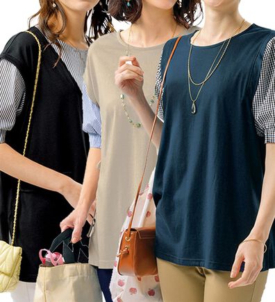 ルフラン（ルフラン）の「【３色組】重ね着風！デザイン違いプルオーバー（カットソー）」